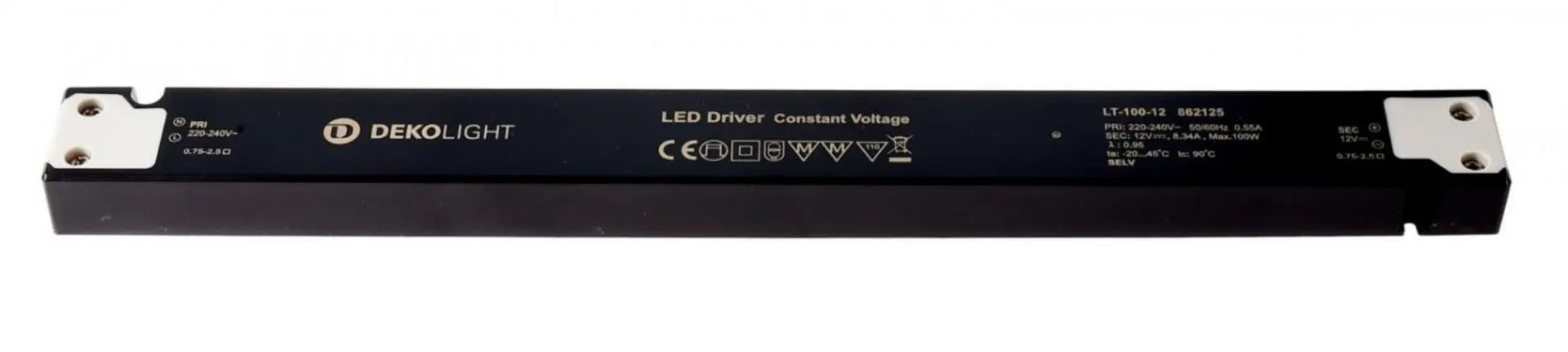 Deko-Light napájení LONG-FLAT, LT-100-12 konstantní napětí 0-833 mA IP20 12V DC 100,00 W 862125