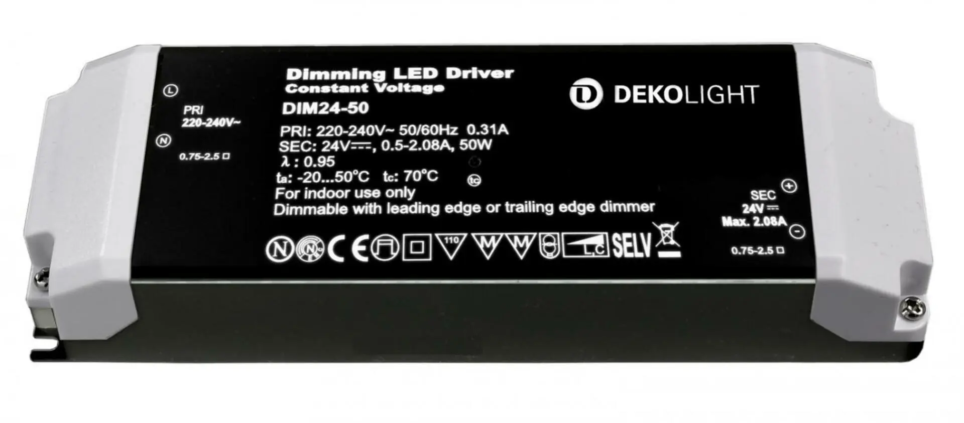 IMPR 862222 Deko-Light LED-napájení BASIC, DIM, CV, 24V 12-50W konstantní napětí 500-2080 mA IP20 stmívatelné 24V DC 12,00-50,00 W - DEKOLIGHT