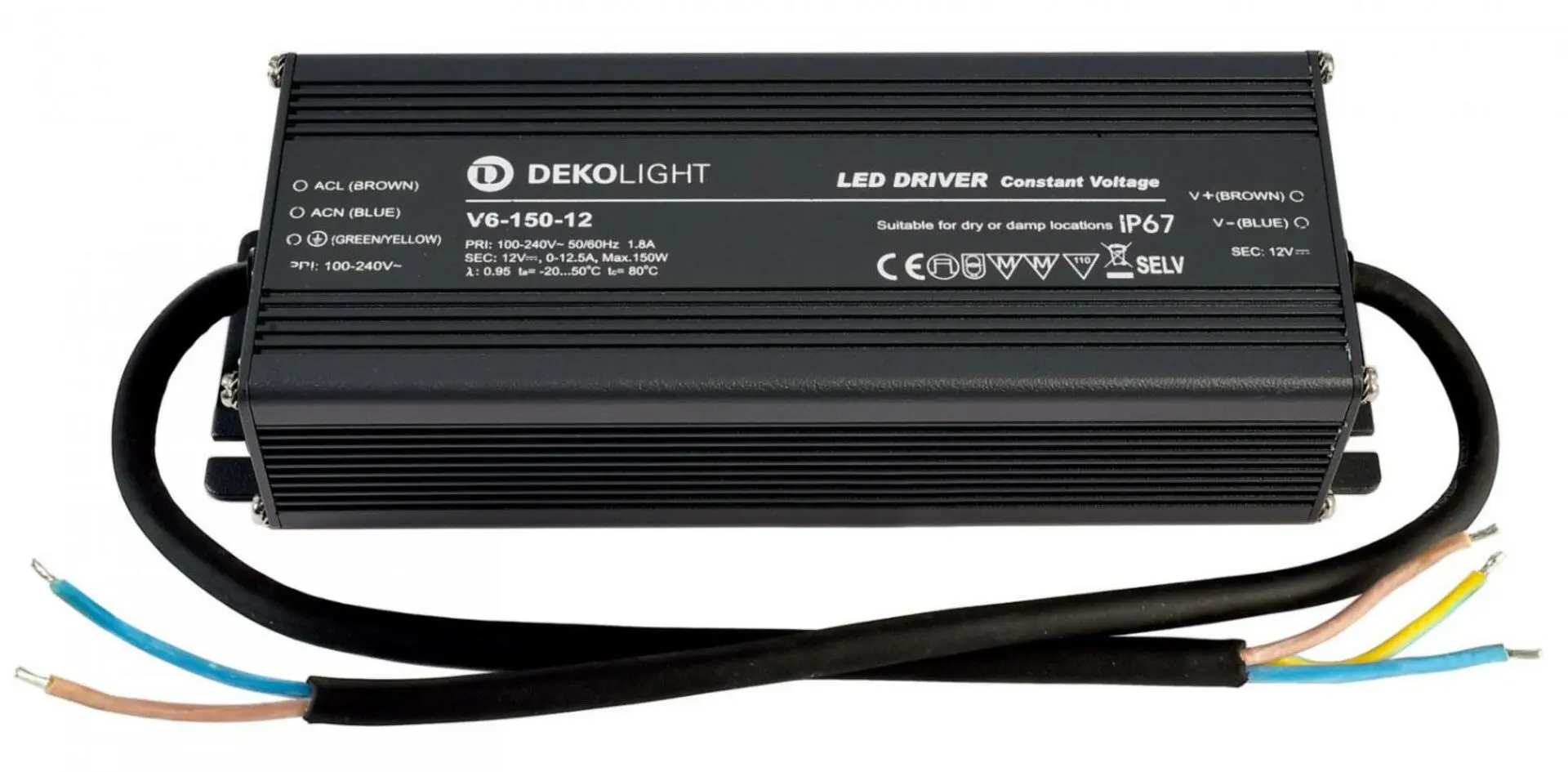 Deko-Light napájení IP, CV, V6-150-12 konstantní napětí 0-12500 mA IP67 12V DC 150,00 W 872086