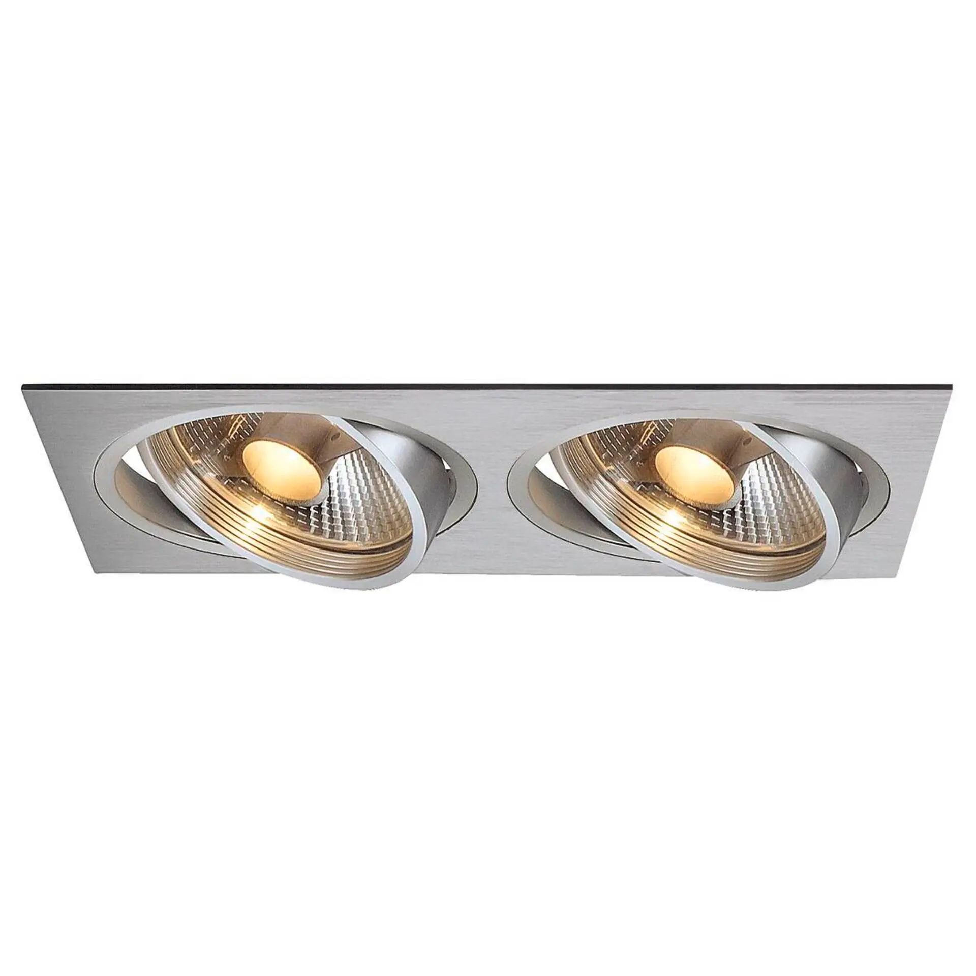 BIG WHITE SLV NEW TRIA 2, vestavné svítidlo, dvě žárovky, QPAR111, obdélníkové, kartáčovaný Al, max. 150 W, vč. upínacích pružin 111