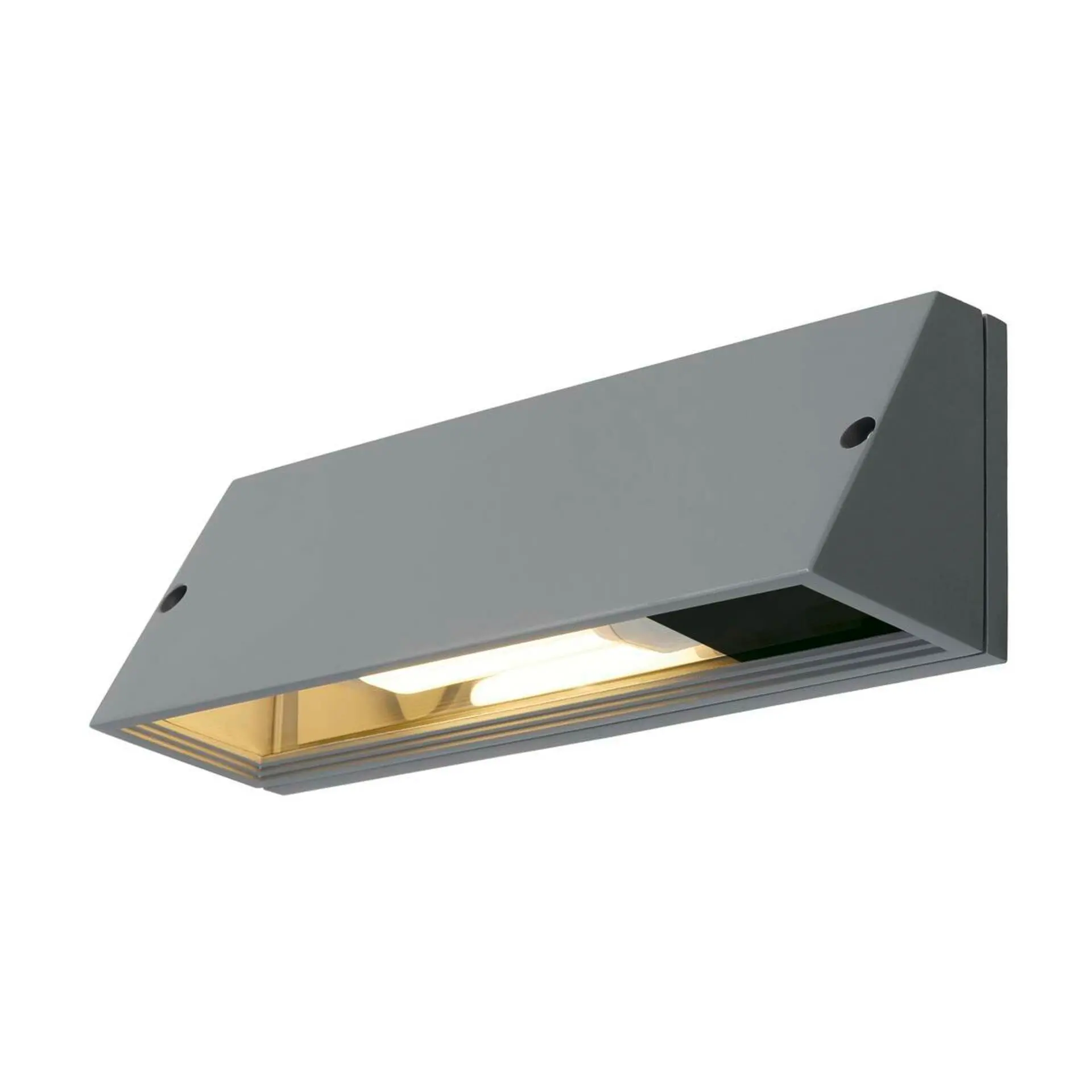 BIG WHITE SLV PEMA, venkovní nástěnné svítidlo, TC-(D,H,T,Q)SE, IP44, hranaté, stříbrošedé, max. 15 W 230034