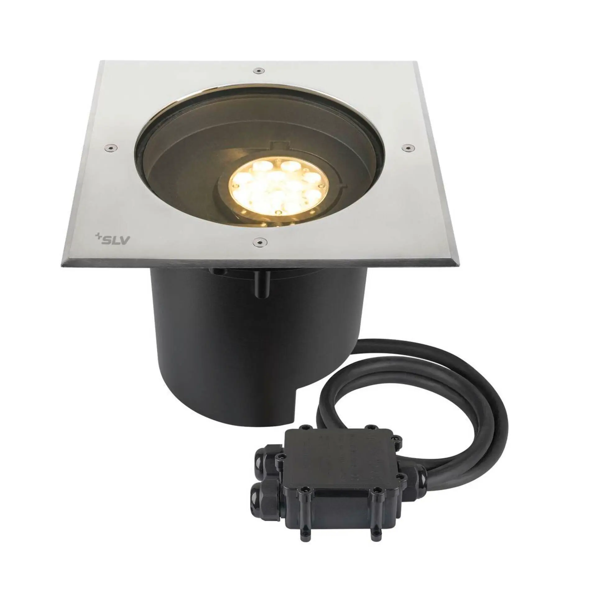 BIG WHITE SLV DASAR® XL svítidlo do země, asymetrické, 3000K, 70°/40°, IP65/IP67, čtvercové, nerezová ocel / černá 1009171