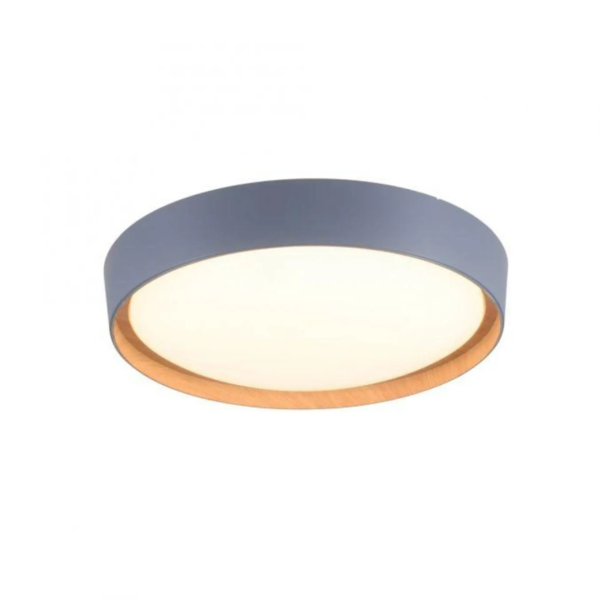 PAUL NEUHAUS JUST LIGHT LED stropní svítidlo, kruhové, pr. 40 cm, stmívatelné, šedé, dekor dřeva, krokově stmívatelné 3000K