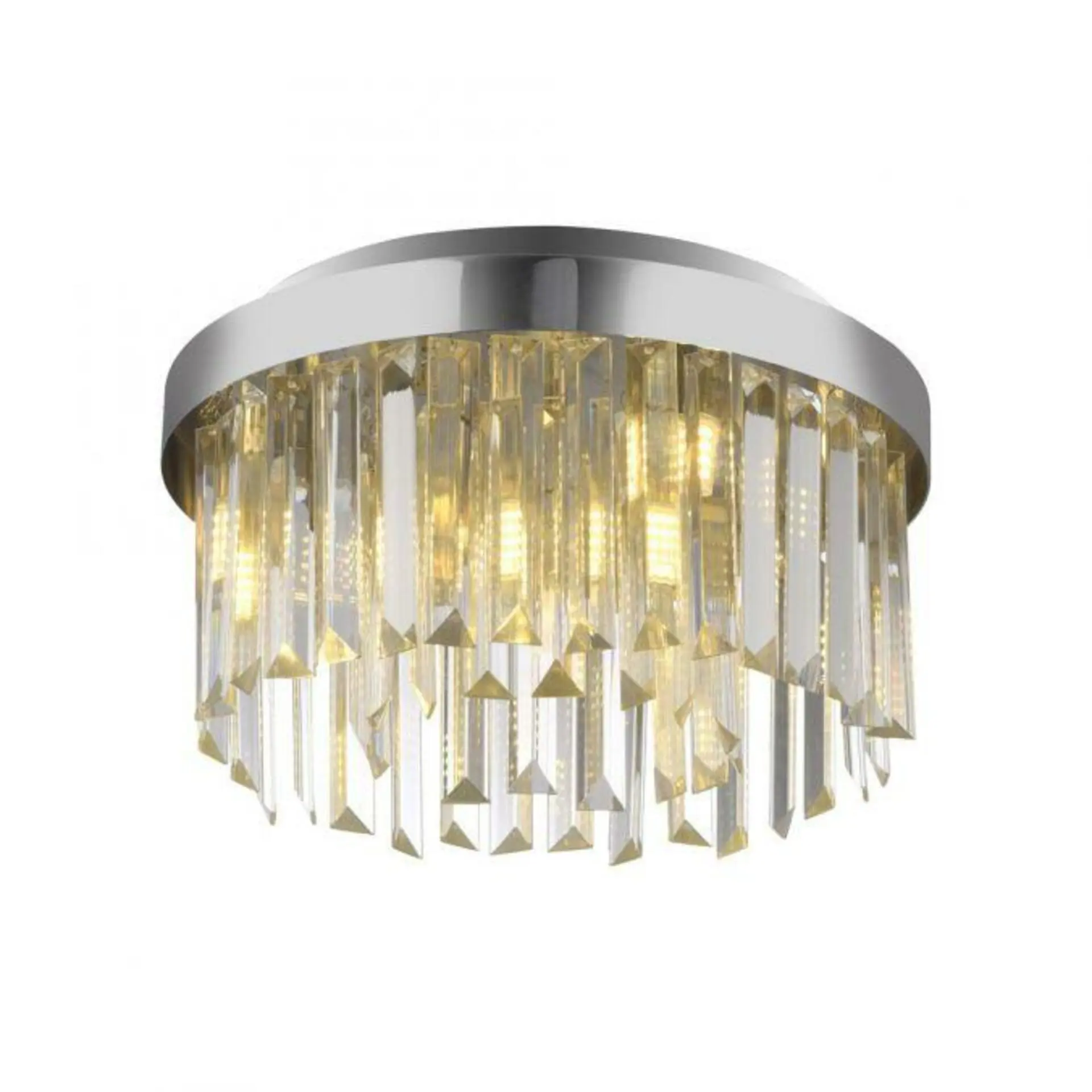 JUST LIGHT Křišťálové stropní svítidlo KULUNKER, chrom 30cm průměr