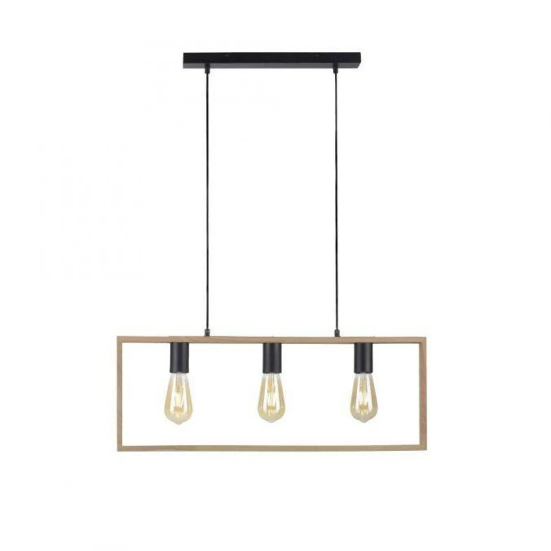 LD 15652-18 FRANKY LED závěsné svítidlo, černá, dřevěný rám, kov, 3 ramenné - LEUCHTEN DIREKT / JUST LIGHT