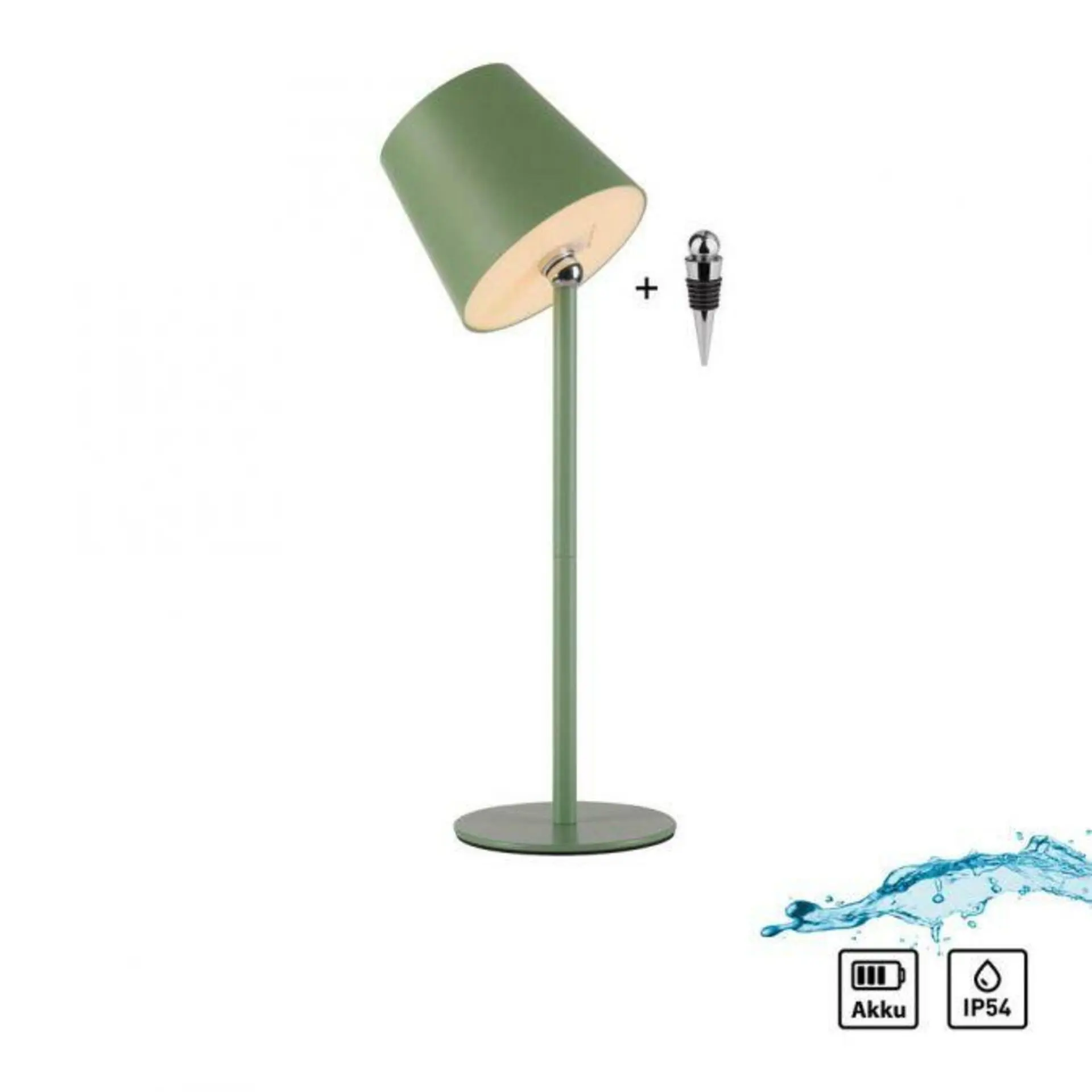 JUST LIGHT LED svítidlo na láhev zelená na baterie dotykový stmívač USB IP54 stolní lampa 3000K LD 19251-43