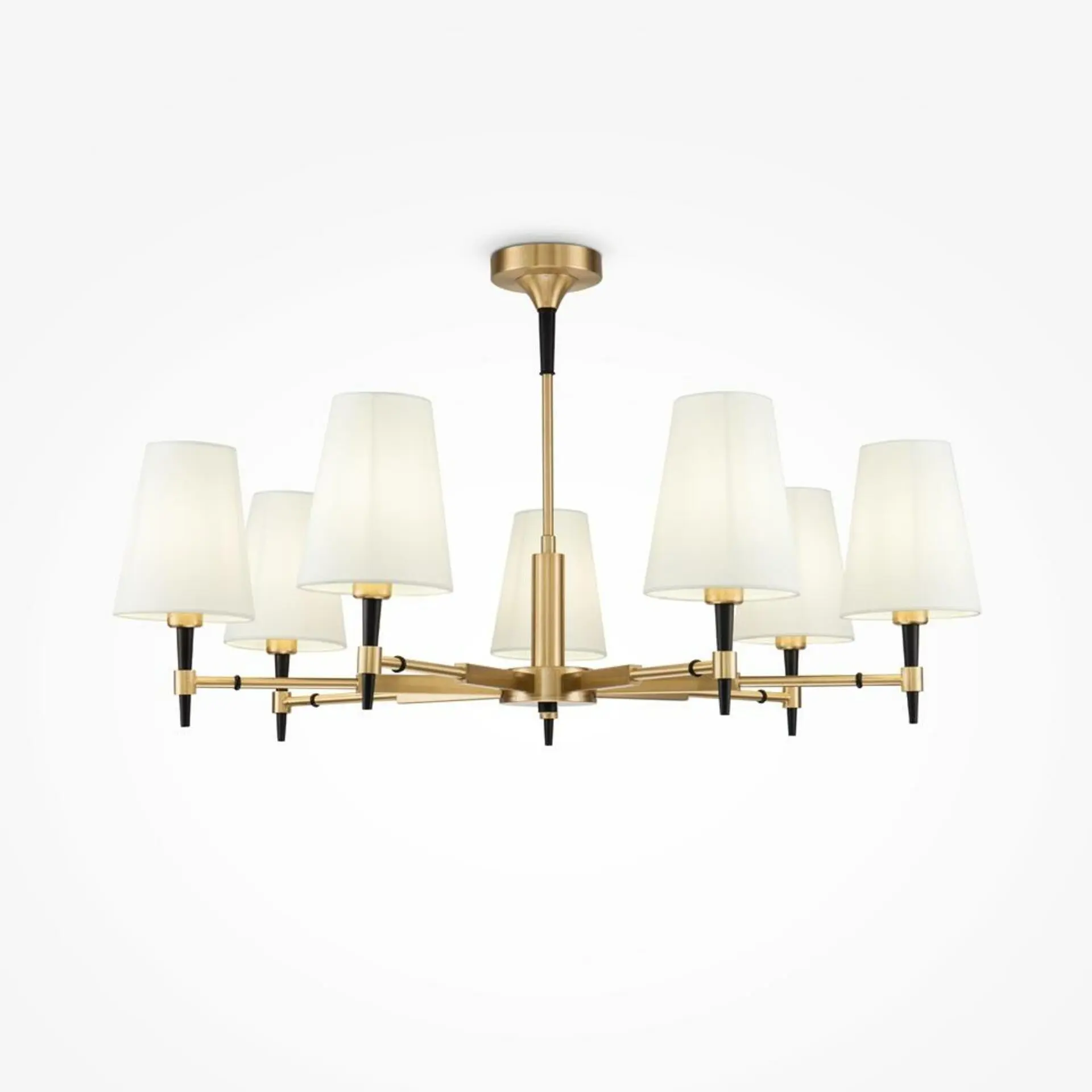 M H001CL-07BS Lustr Zaragoza 7xE14 280W bílá mosaz kov látka - MAYTONI