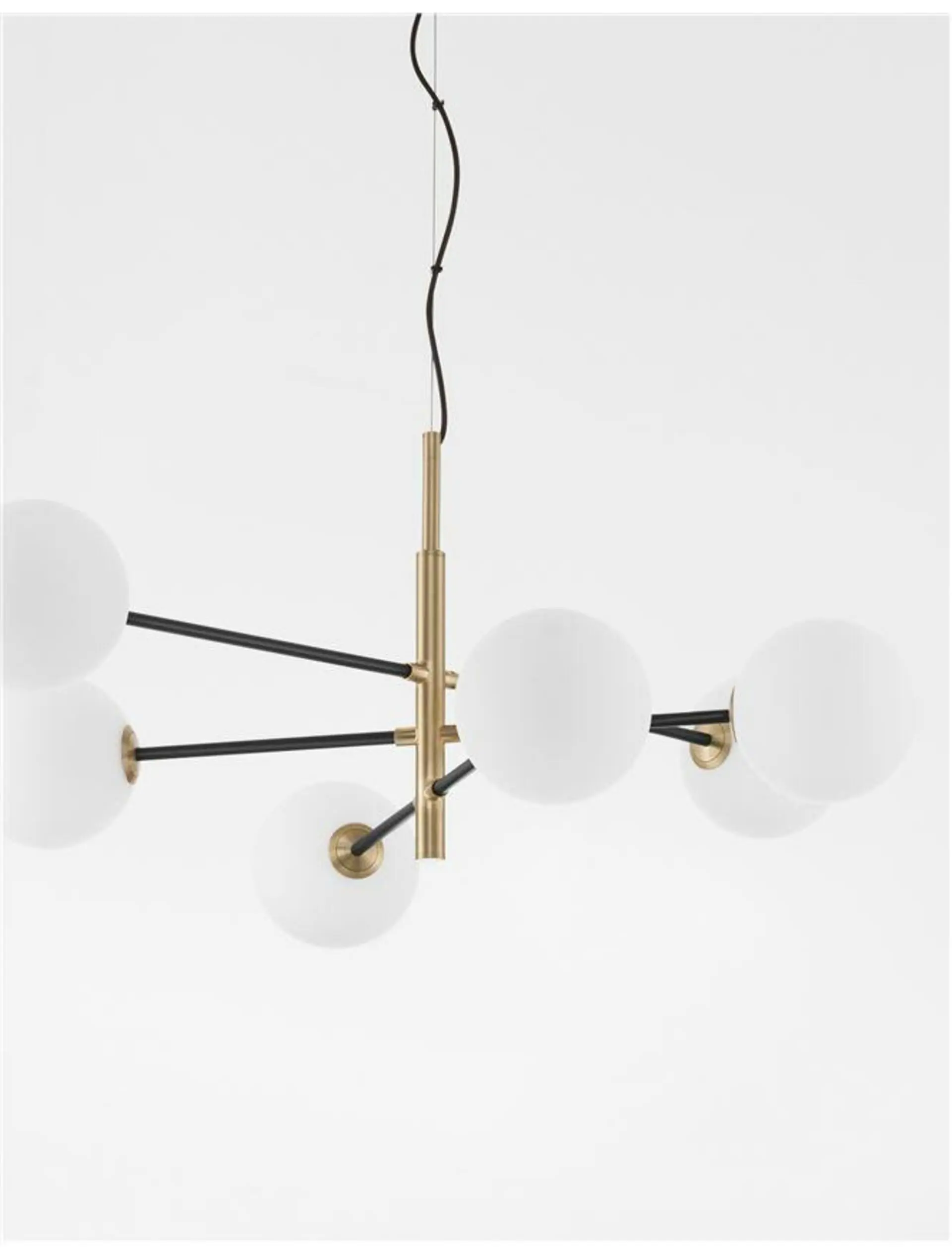 NV 9143306 AKCE - Závěsné svítidlo VITRA saténový zlatý a černý kov bílé opálové sklo G9 6x5W 220V IP20 bez žárovky - NOVA LUCE