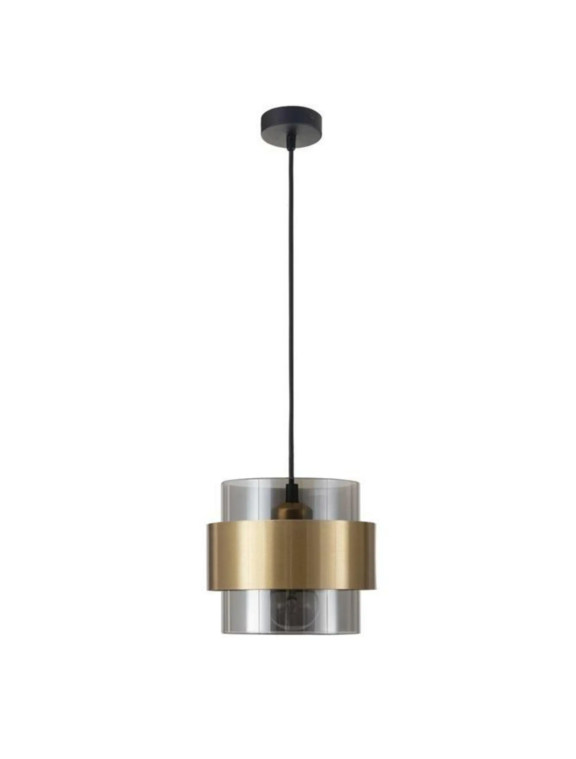 NOVA LUCE závěsné svítidlo SIANNA kouřové sklo mosazný zlatý kov E27 1x12W 230V IP20 bez žárovky 9236362