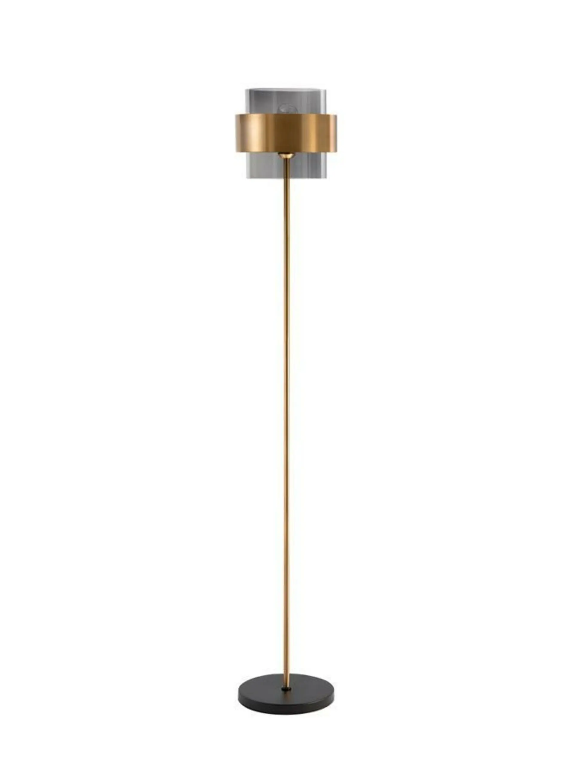 NOVA LUCE stojací lampa SIANNA kouřové sklo mosazný zlatý kov E27 1x12W 230V IP20 bez žárovky 9236410