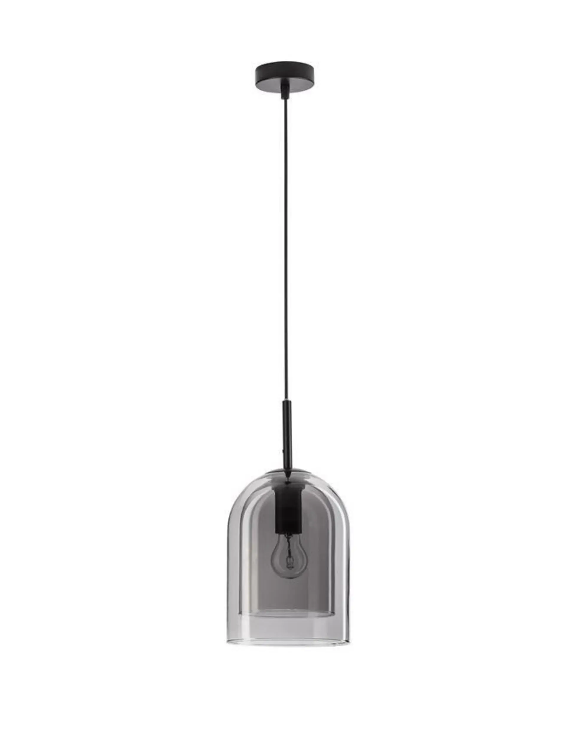NOVA LUCE závěsné svítidlo VELOR dvouvrstvé kouřové sklo černý kabel černá kovová základna E27 1x12W 230V IP20 bez žárovky 9236700