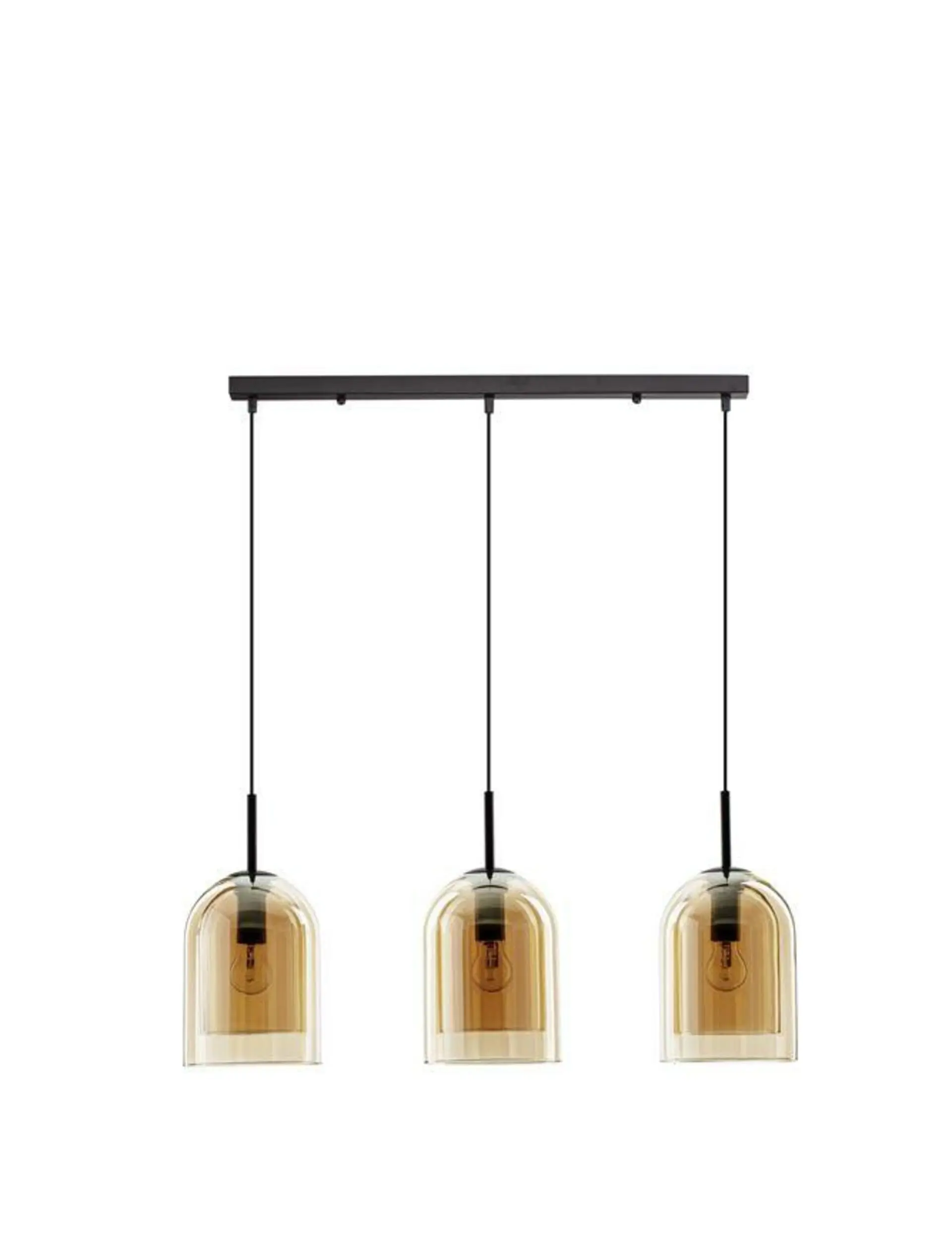 NOVA LUCE závěsné svítidlo VELOR dvouvrstvé šampaň sklo černý kabel černá kovová základna E27 3x12W 230V IP20 bez žárovky 9236740