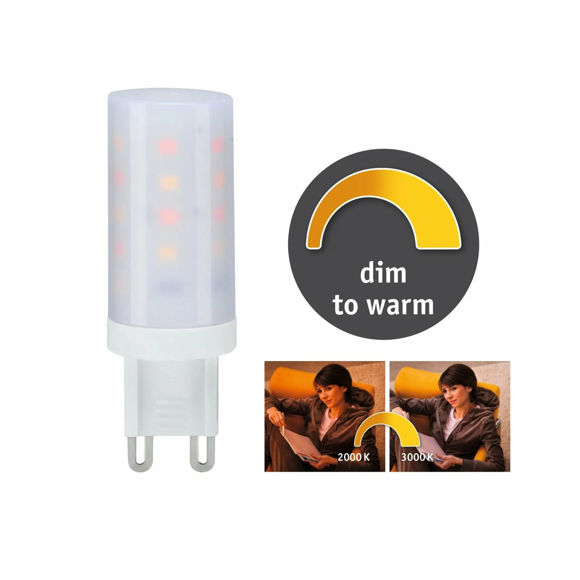 PAULMANN LED 4W G9 teplá bílá dim to warm 288.19