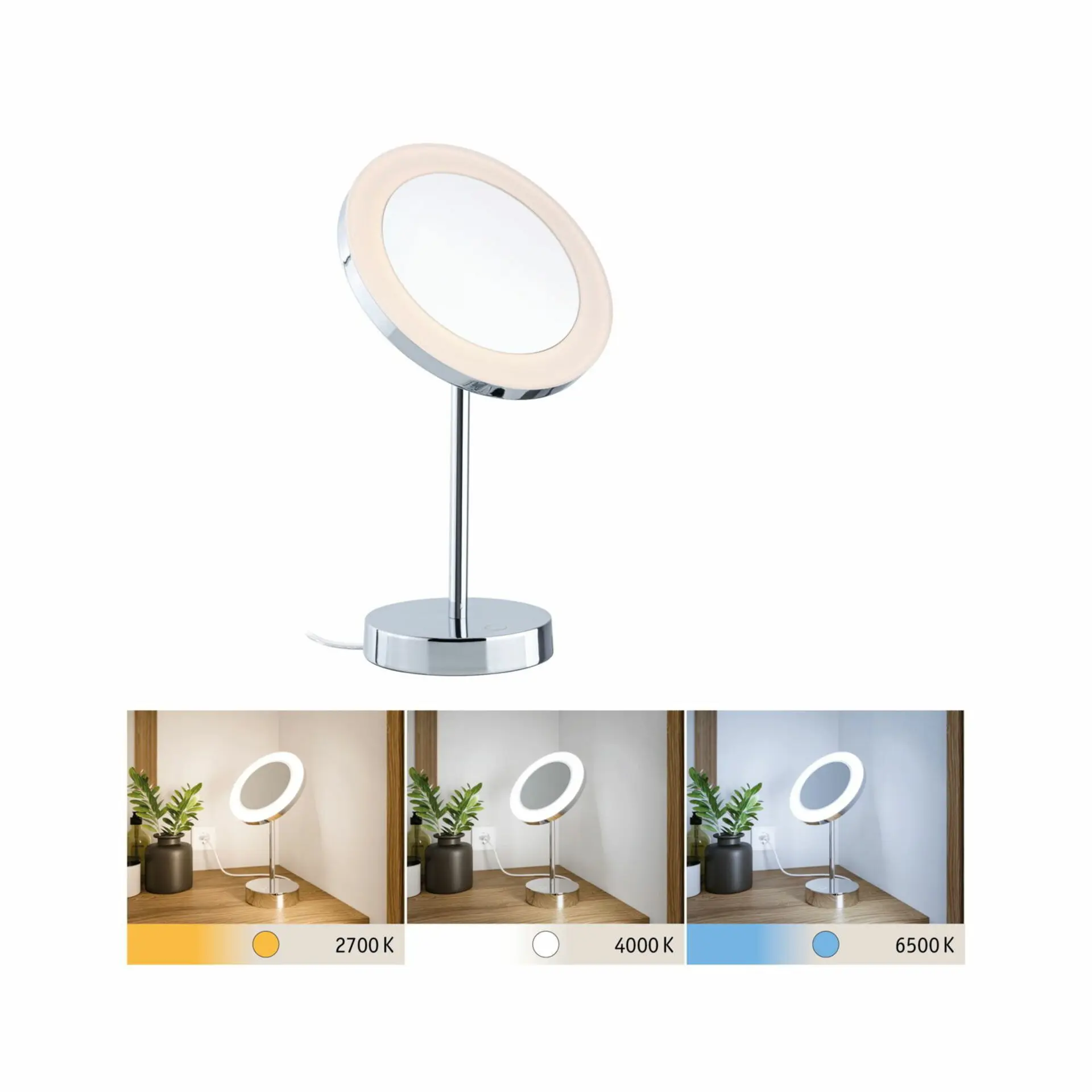 PAULMANN LED kosmetické zrcadlo Masua IP44 CCT 230V 4W chrom stolní