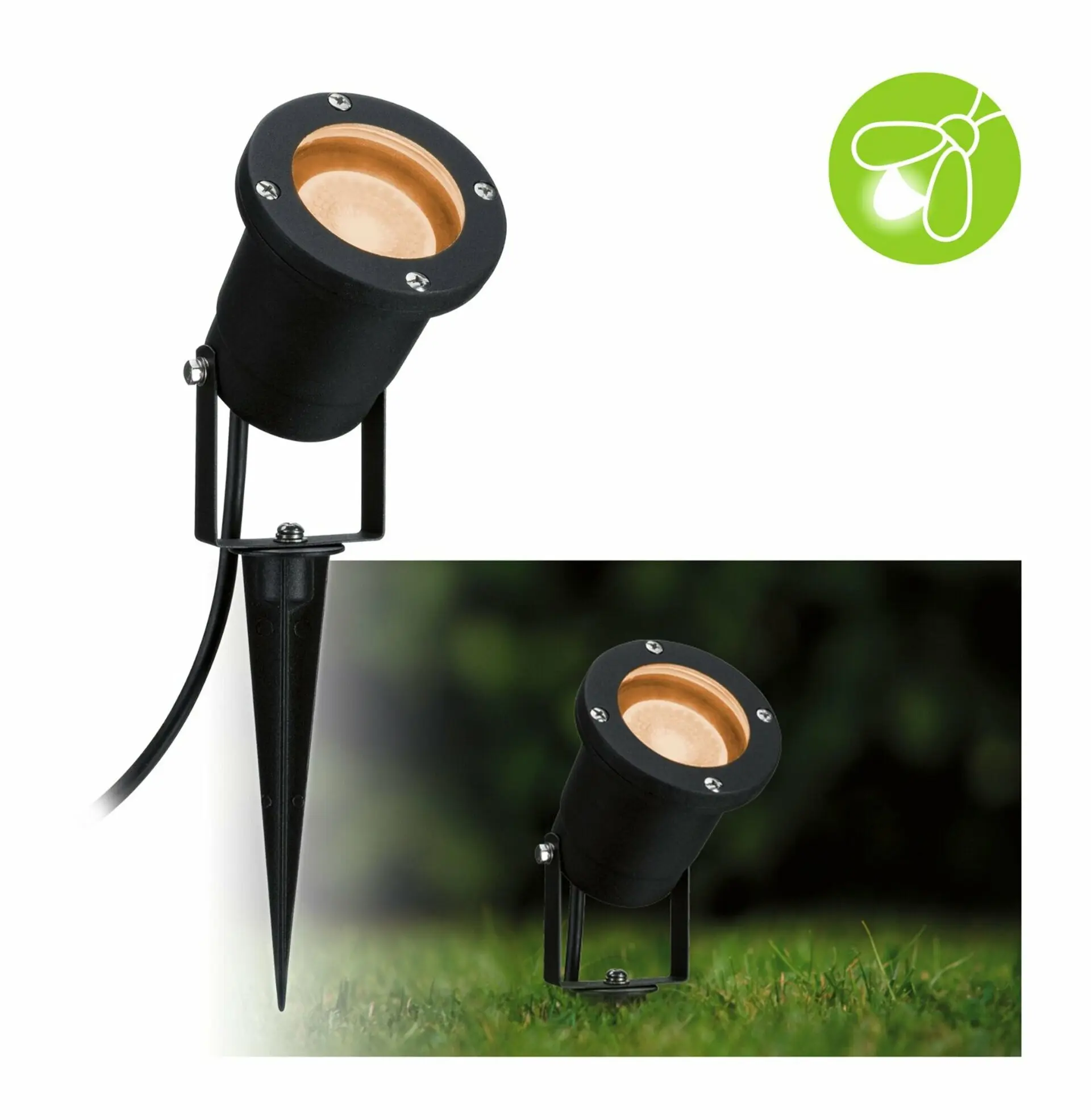 PAULMANN LED bodové zahradní světlo zlaté světlo neláká hmyz IP65 kruhové 92mm 2200 - 2200K 4,3W 230V 38-38° černá kov