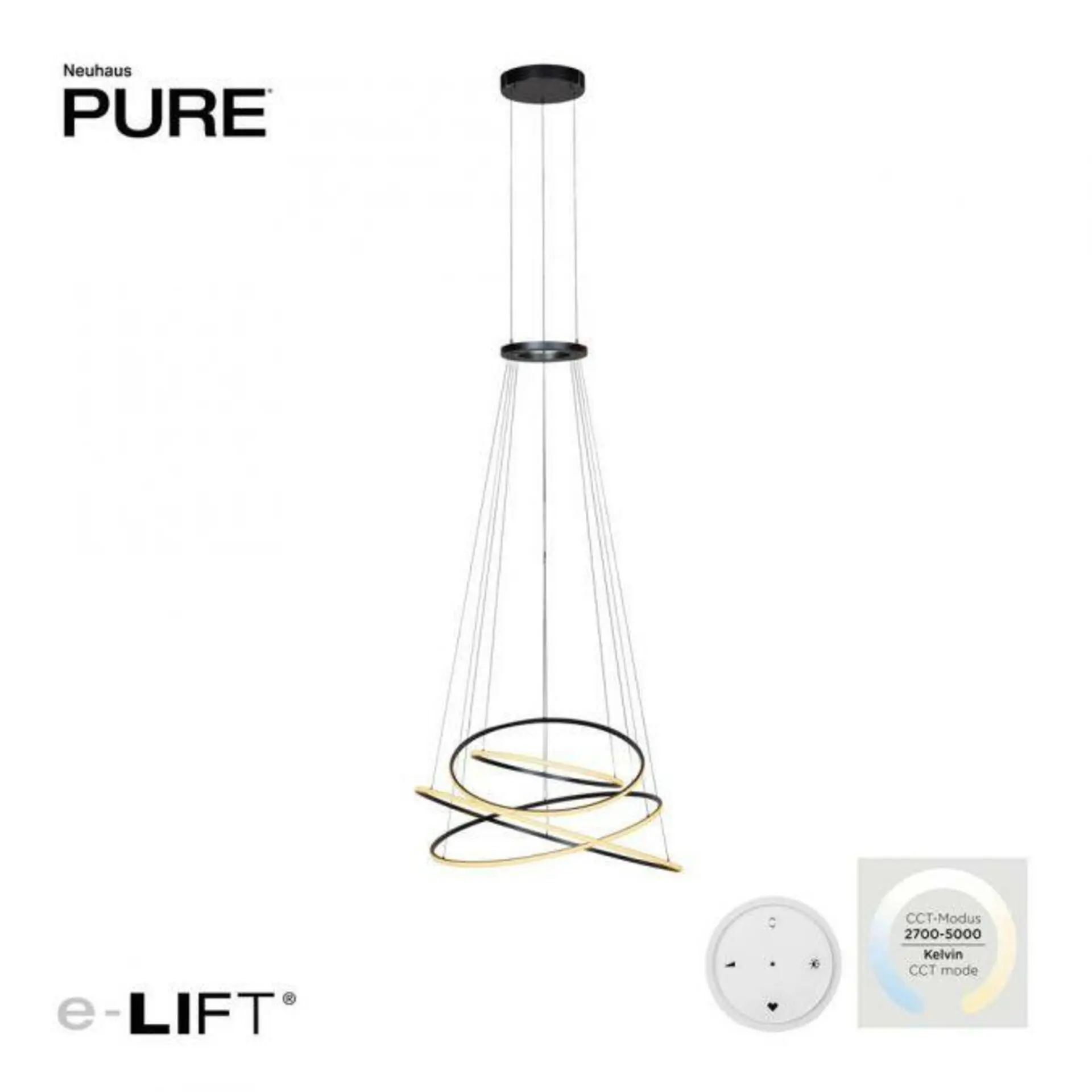 PAUL NEUHAUS LED závěsné svítidlo PURE E-Flying Rings elektrické 2700-5000K šedá mystic 2566-15