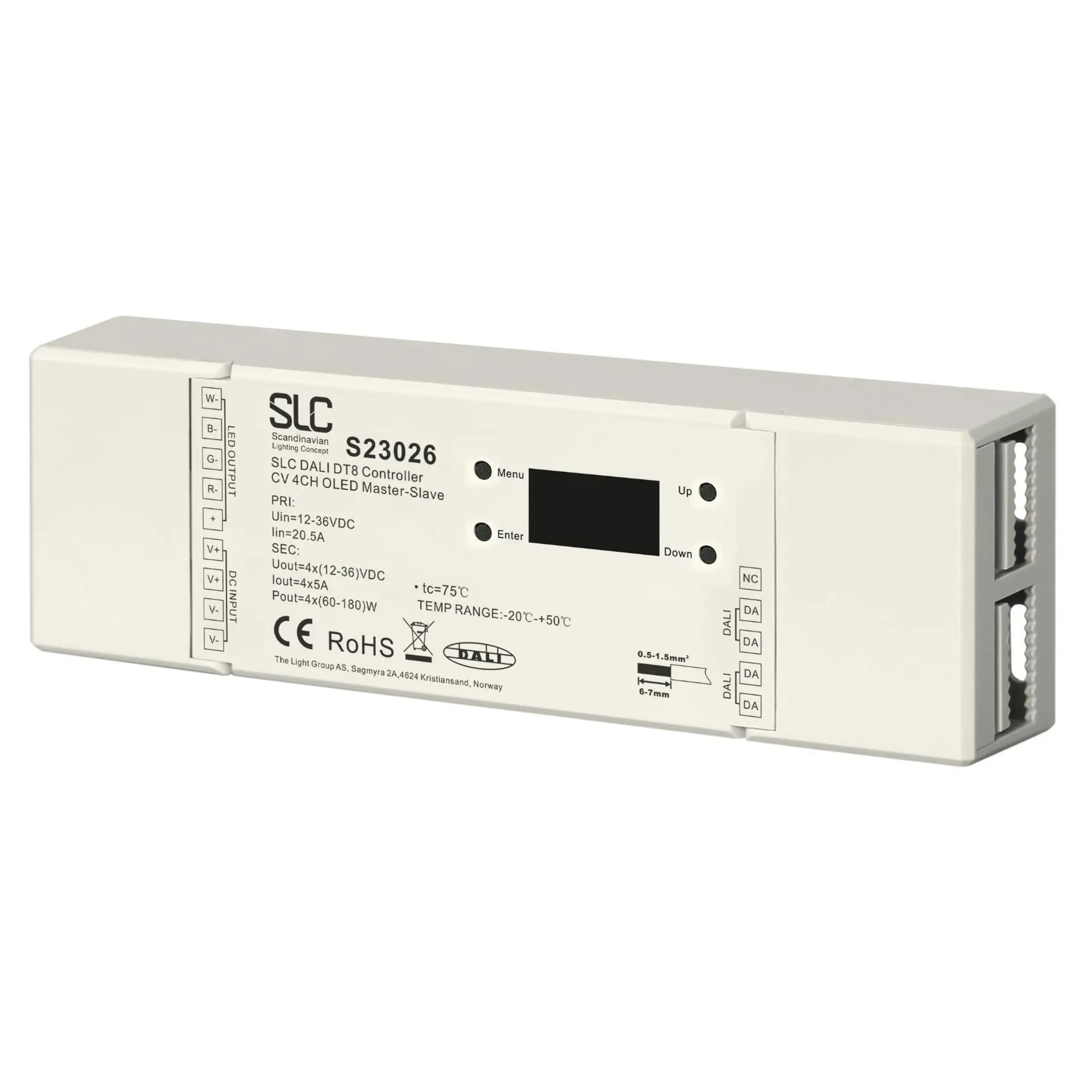 SLC Controller 4x5A 12-36V 480W DALI IP20 RGBW/TW