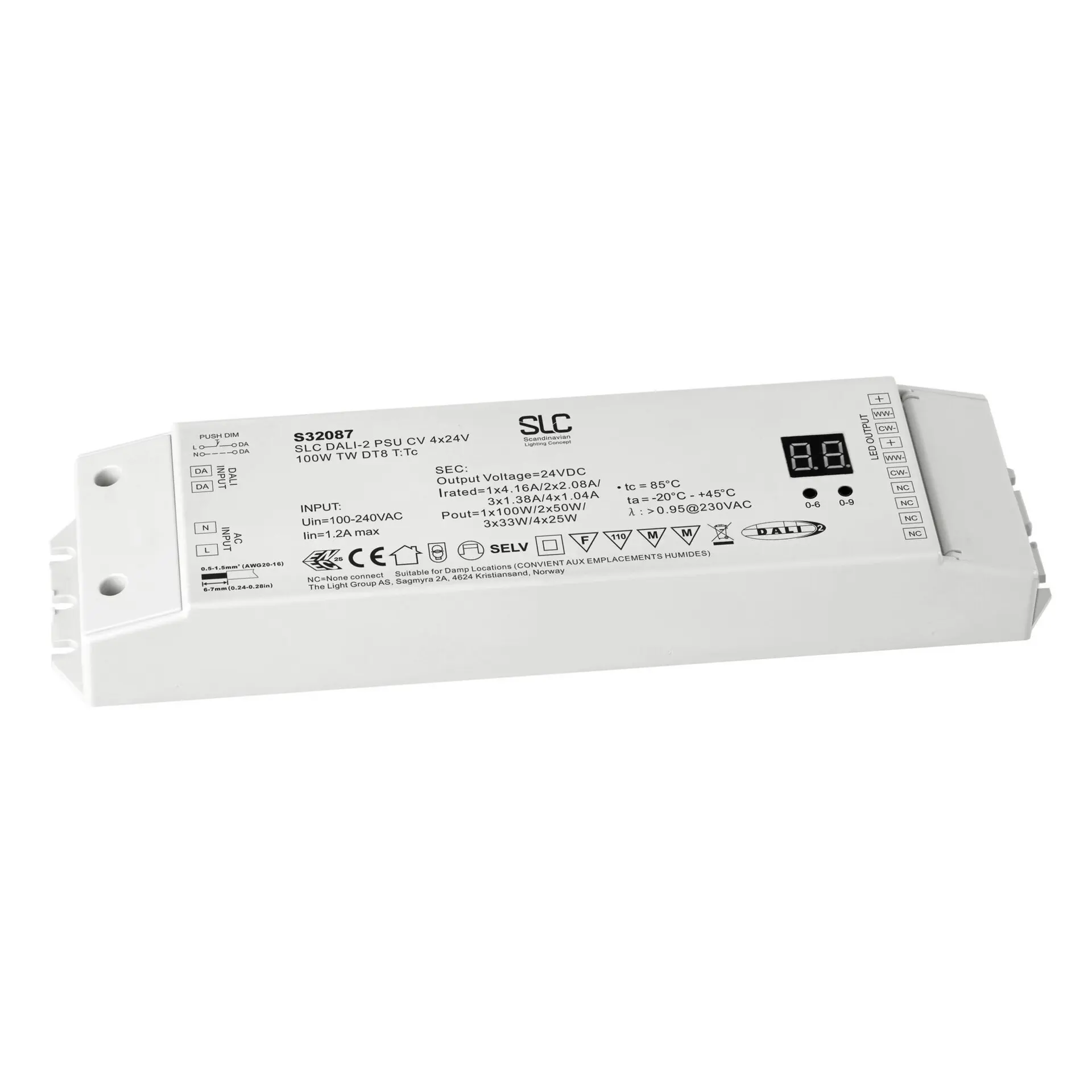 SLC S32087 SLC Power Supply CV 24V 100W DALI DT8 TW - TLG