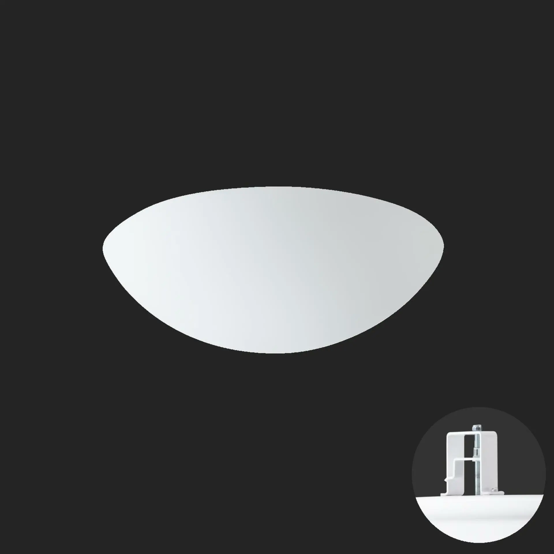 OSMONT AUR59834 AURA V8 stropní/nástěnné skleněné polovestavné svítidlo bílá IP44 4000 K 15W LED nouzové kombinované 3 h