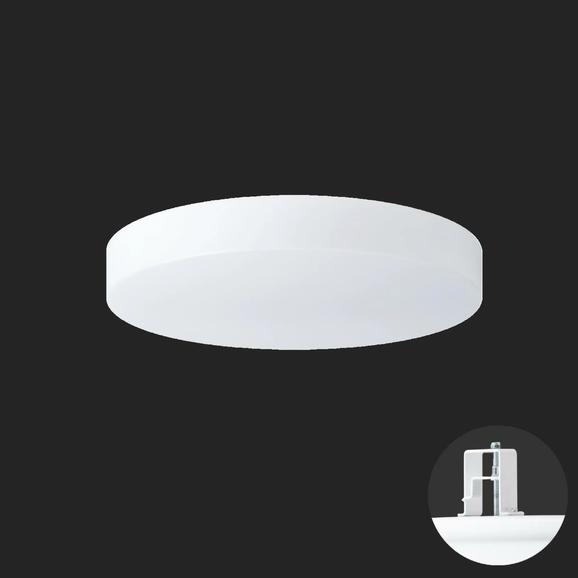 OSMONT DEL65113 DELIA V2 stropní/nástěnné plastové polovestavné svítidlo bílá IP44 3000 K 27W LED HF nouzové kombinované 3 h