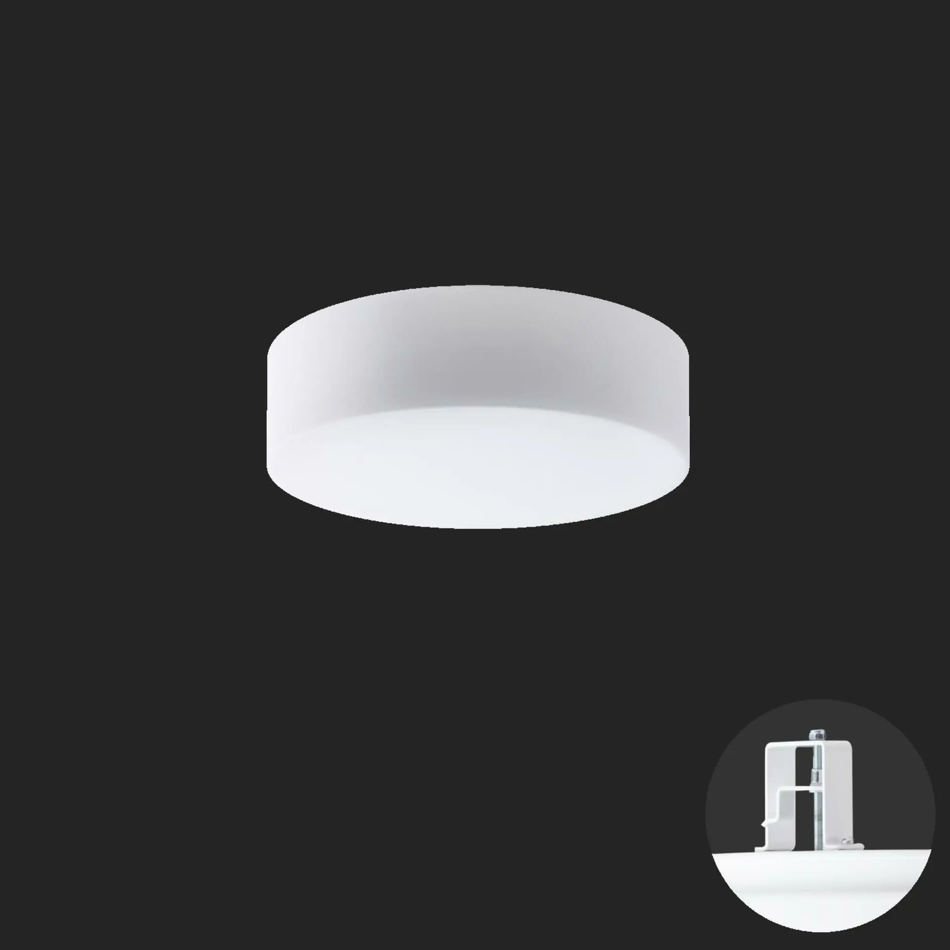 OSMONT ERI67121 ERIS V2 stropní/nástěnné skleněné polovestavné svítidlo bílá IP44 3000 K 19W LED HF nouzové kombinované 3 h