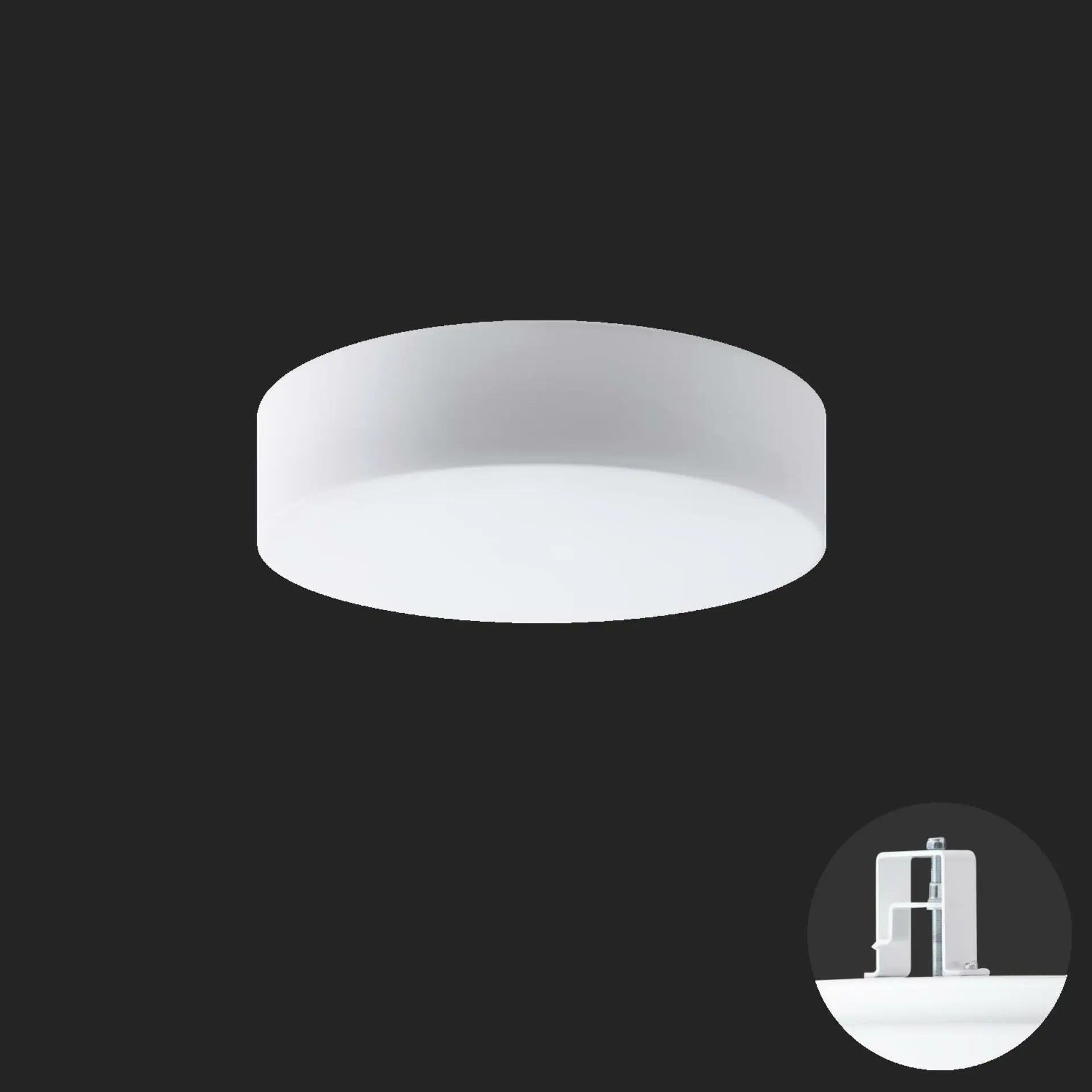 OSMONT ERI67143 ERIS V3 stropní/nástěnné skleněné polovestavné svítidlo bílá IP44 3000 K 33W LED nouzové kombinované 3 h