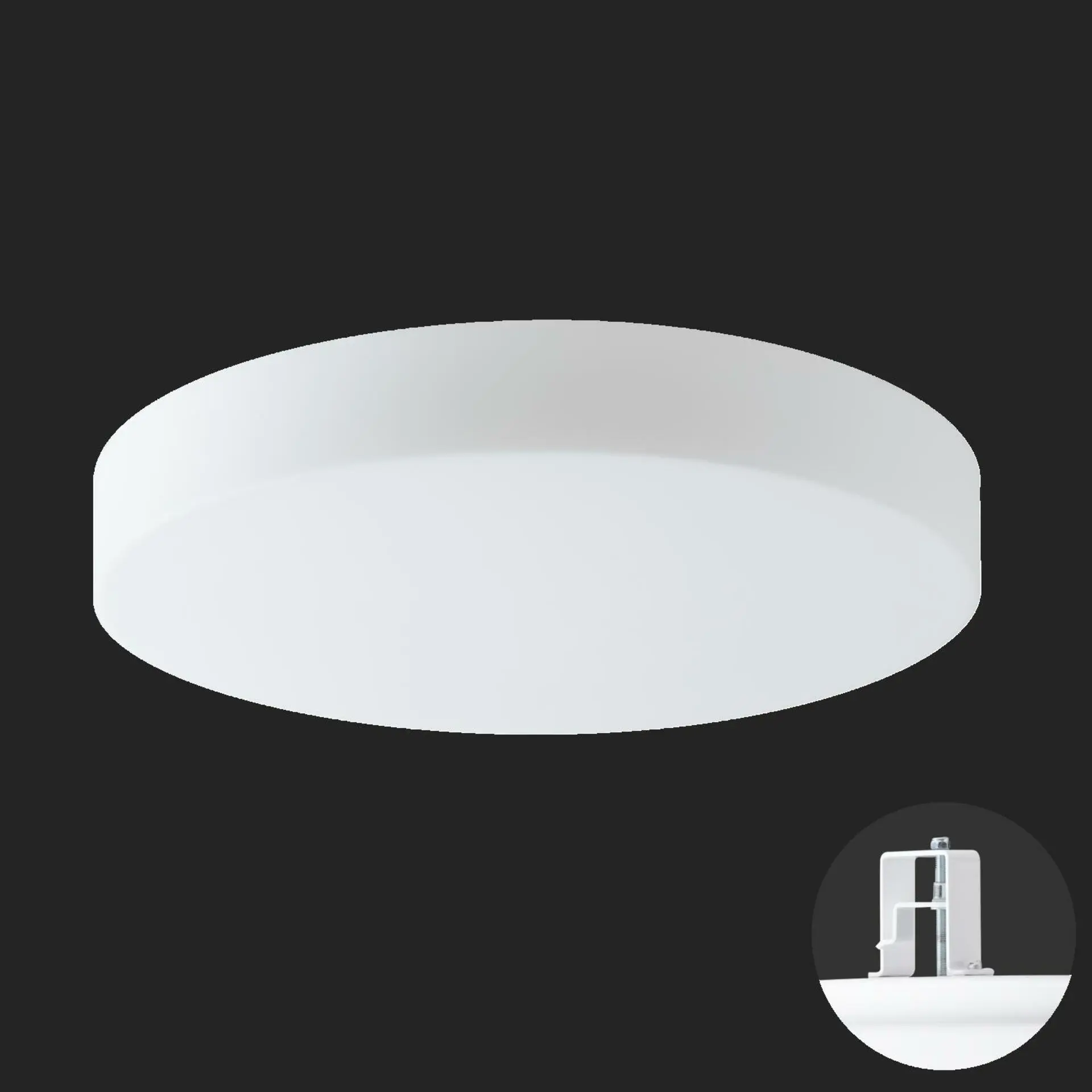 OSMONT ELS68152 ELSA V5 stropní/nástěnné skleněné polovestavné svítidlo bílá IP44 3000 K 36W LED nouzové kombinované 3 h