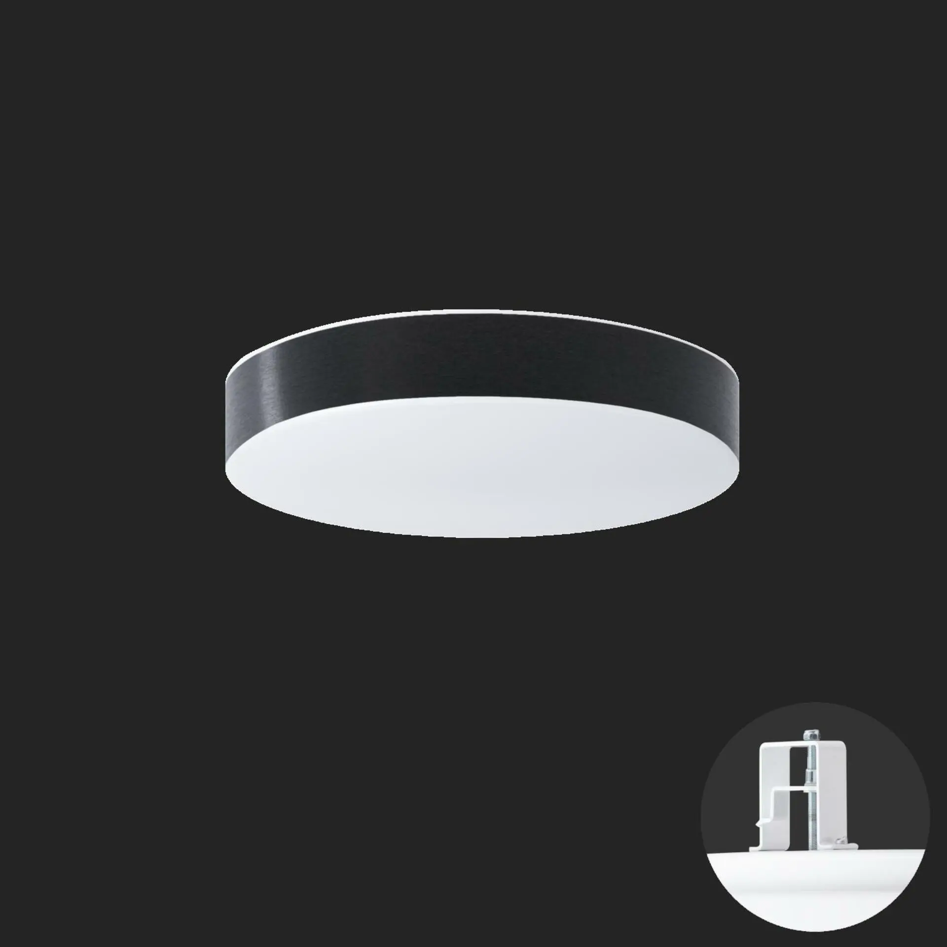 OSMONT DEL69328 DELIA CV1 stropní/nástěnné plastové polovestavné svítidlo bílá / bílo - černá IP44 3000 K 19W LED nouzové kombinované 3 h