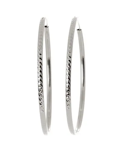 Stříbrné gravírované náušnice kruhy 60 mm 73285F