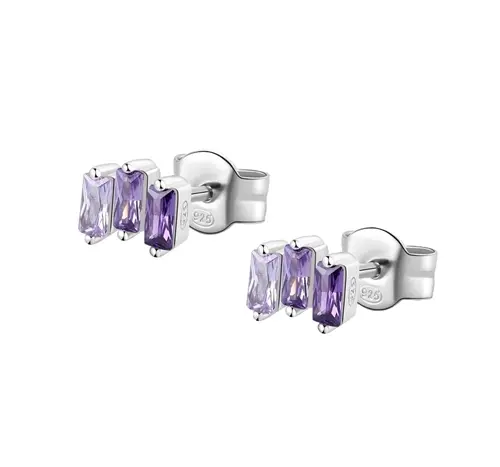 Stříbrné náušnice pecičky Brosway Fancy Magic Purple FMP09 pár