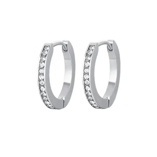 Náušnice Luca Barra kroužky z chirurgické oceli s krystaly 18 mm OK1238
