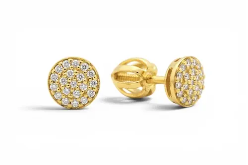 Zlaté náušnice s diamanty pecičky/kolečka BN0049F + DÁREK ZDARMA