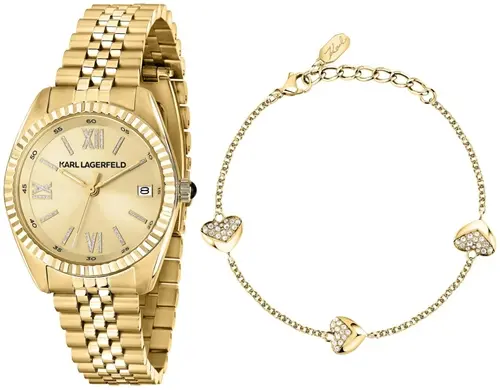 Dámské hodinky + náramek Karl Lagerfeld R0553108501 set + DÁREK ZDARMA