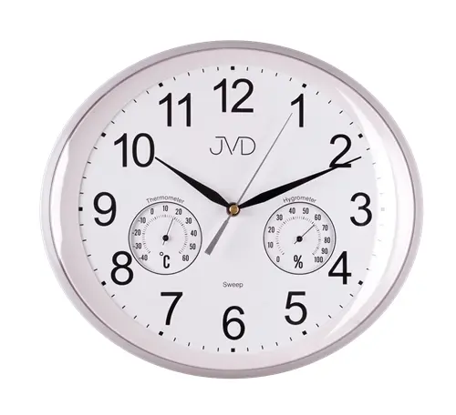 Nástěnné hodiny JVD sweep s vlhkoměrem a teploměrem HTP64.2