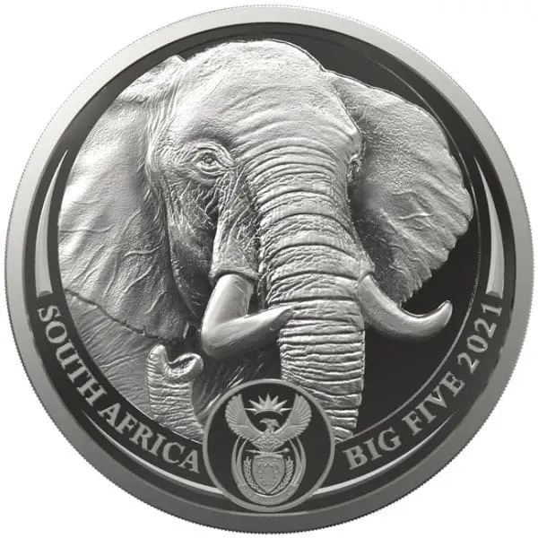 Scottsdale Mint Jižní Afrika Big Five Slon 1 oz 2021