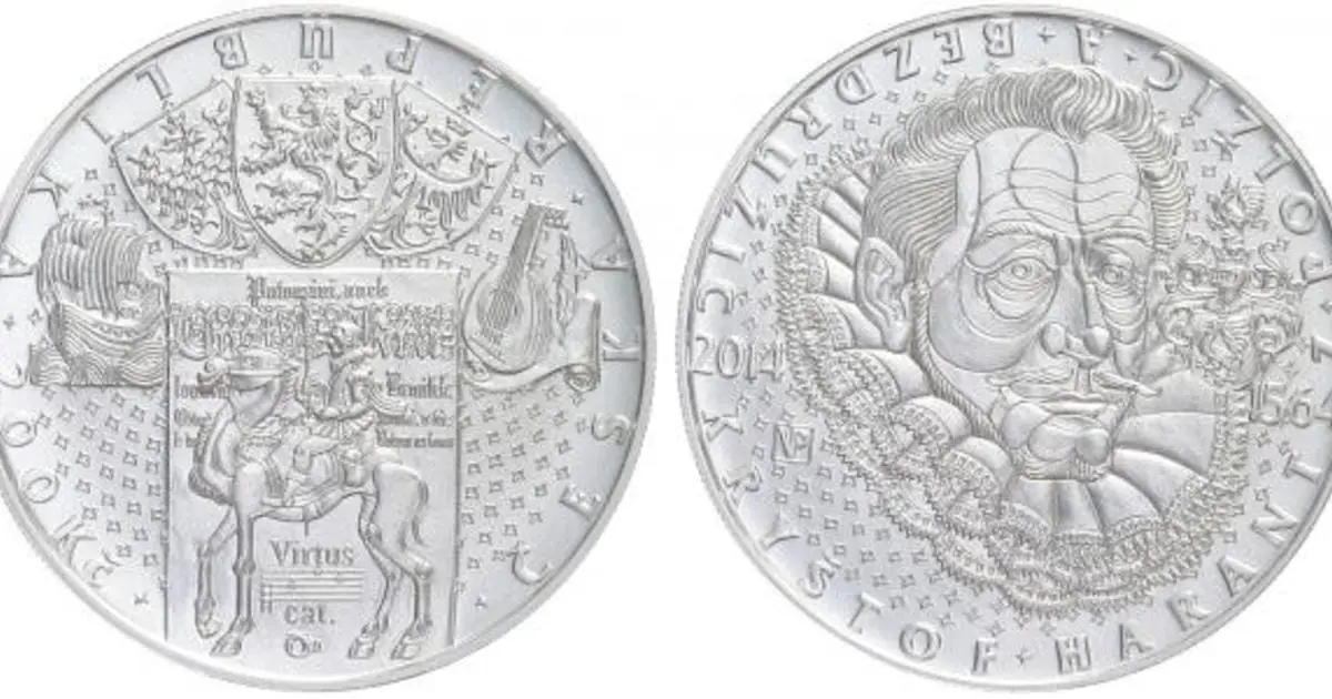 ČNB – 200 Kč stříbrná mince 2014 450. výročí narození Kryštofa Haranta z Polžic a Bezdružic Proof Ag 925 Certifikát