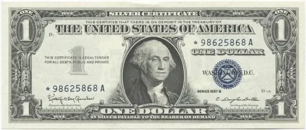 Stříbrný certifikát 1 dolar 1957B (Washington)