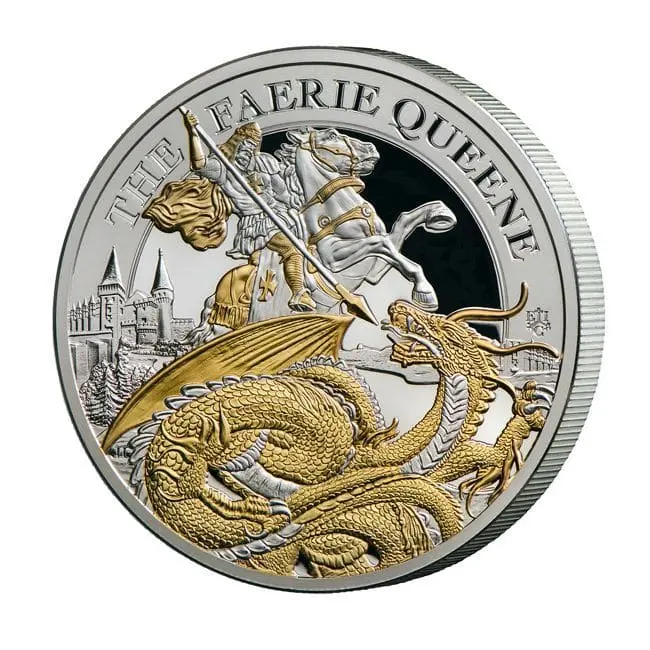 Stříbrná mince Redcrosse & Dragon 2 oz Faerie Queene 2024 Ag 999 Proof Rarita 500 ks