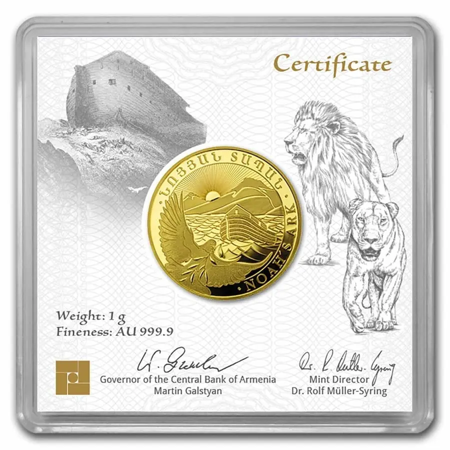 Geiger Edelmetalle 2024 Arménie 1 gram Zlato 100 Dram Noemova archa BU