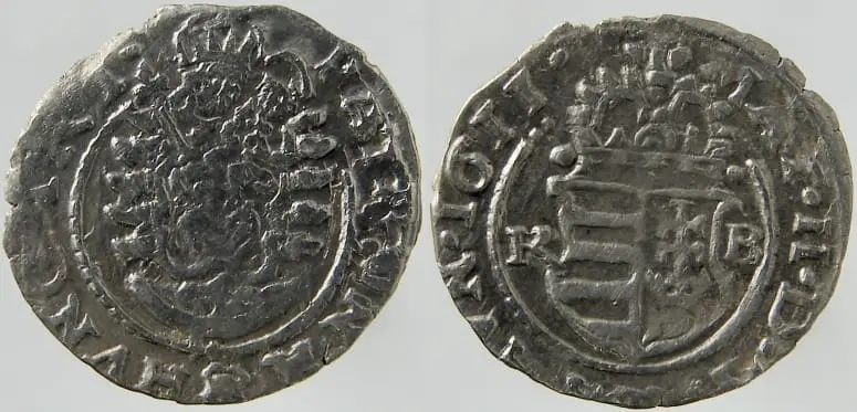 Stříbrný denár Matyáš II. Habsburský 1611 Mincovna Kremnica (K-B) Ag