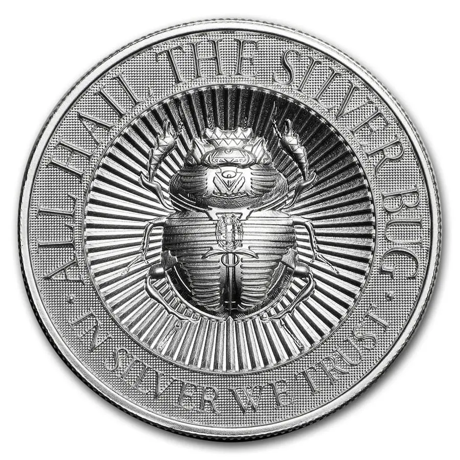 Egypt – 2 oz stříbrná mince Scarab (Skarab) Ag 999 Tloušťka 6 mm Masivní ražba 62,2 g