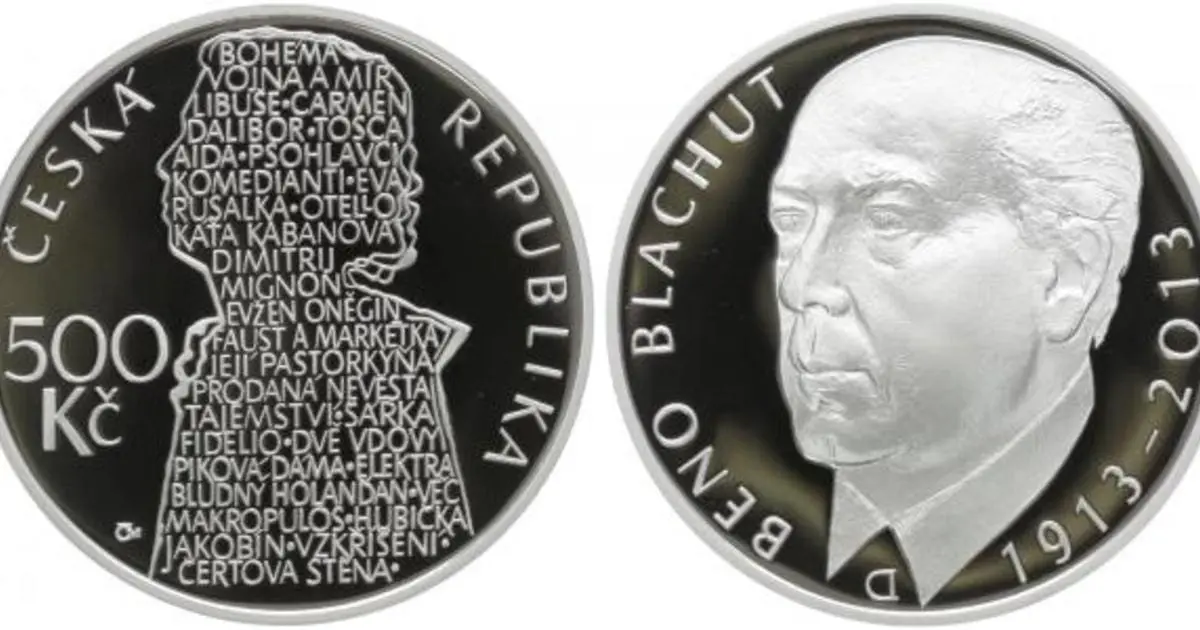 Česko – stříbrná mince 500 Kč 2013 Beno Blachut – 100. výročí narození Ag 925 Kvalita Proof Etue a Certifikát