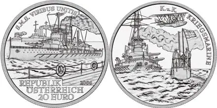 Rakousko – stříbrná mince 20 Euro 2006 SMS Viribus Unitis Ag 900 Kvalita Proof (PP) Etuje a Certifikát