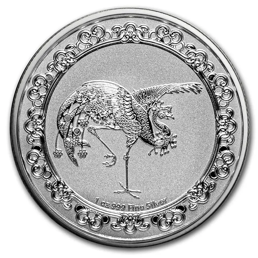 New Zealand Mint Niue 2 $ Celestial Animals The Red Phoenix 1 oz