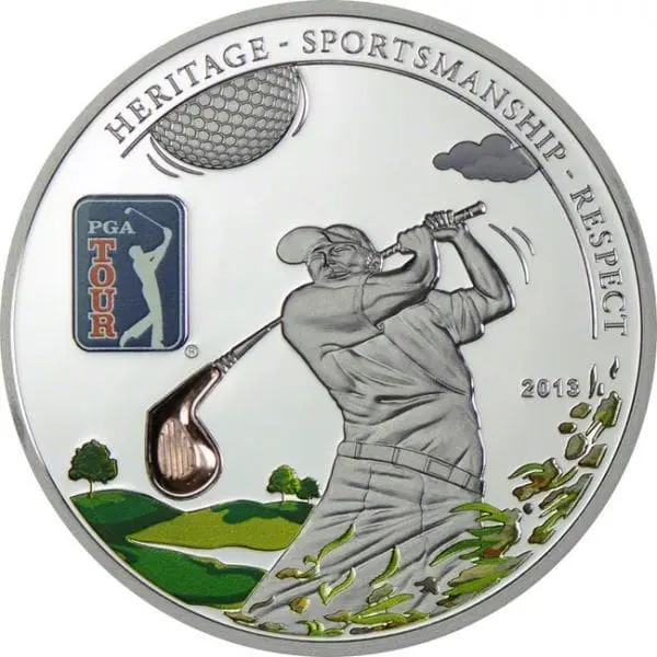 Stříbrná mince PGA Tour - Golfový klub 20g Cookovy ostrovy Limitovaná edice 2 500 ks
