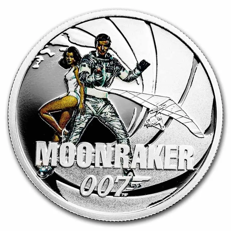 Stříbrná mince 007 James Bond Movie Moonraker 1/2 oz 50 cents 2021 Tuvalu Colorized
