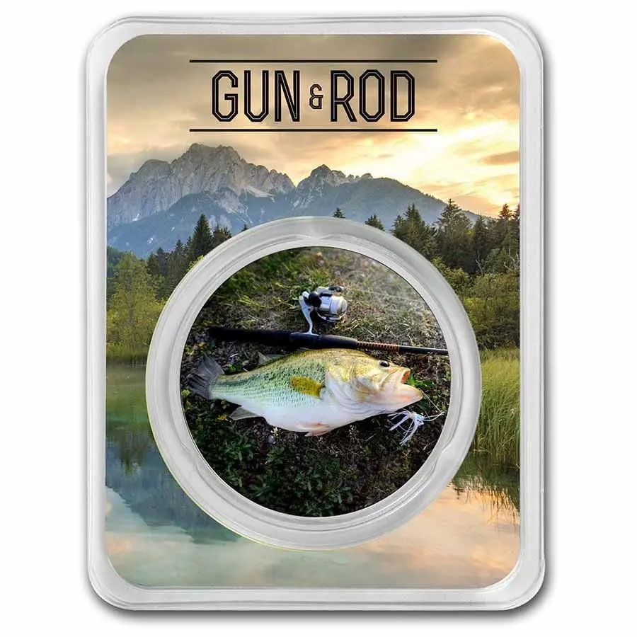 Perth Mint Mince Round - Gun & Rod (okoun) Barevný 1 oz
