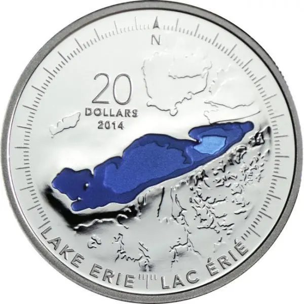Stříbrná mince Erijské jezero 31,10 g 20 CAD 2014 Kanada