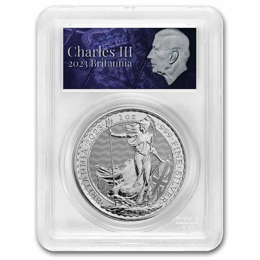 Royal Mint Stříbrná mince Britannia PCGS MS-69 FS 1 Oz 2023 GB