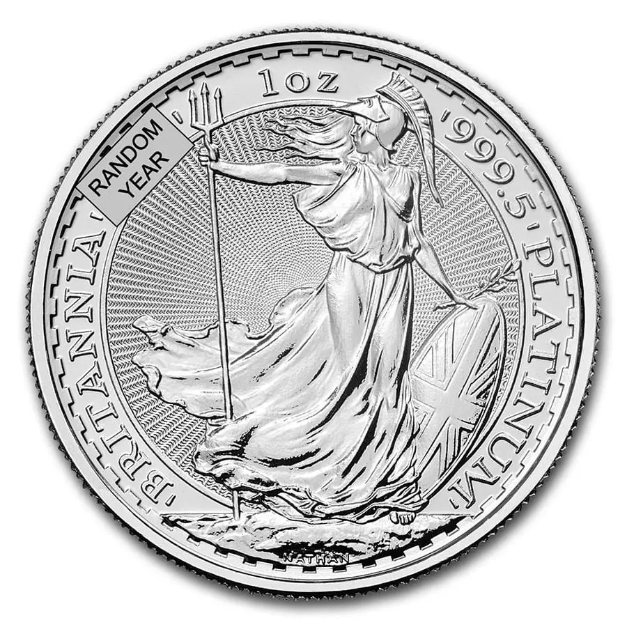 Velká Británie – 100 GBP Platinová mince BRITANNIA 1 oz Pt 999.5 Náhodný rok The Royal Mint